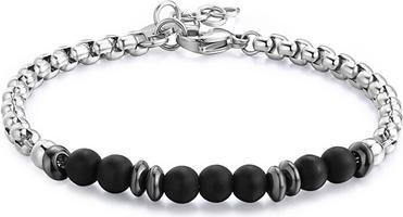 Actual product image Sagapo S'Agapo Stylish Steel Bracelet With Onyx Riot Srt29