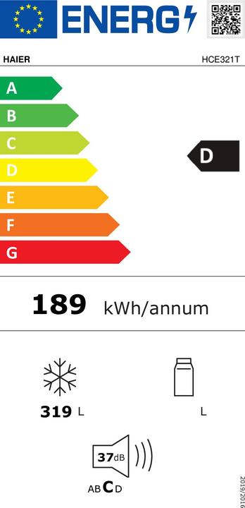 Energie-Label Haier HCE 321 (Freistehend, 319 l)