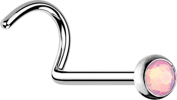 Image du produit Star Piercing Nasenstecker gebogen silber mit Opal pink (Acier chirurgical 316L, sans laiton)