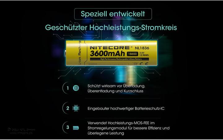 Produktbild Nitecore Li-Ion Akku Typ 18650 - 3600mAh - NL1836