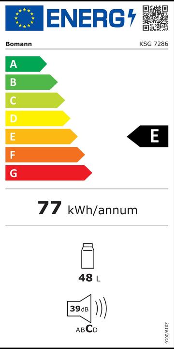 Energie-Label Bomann Boma Glastürkühlschrank (48 l)