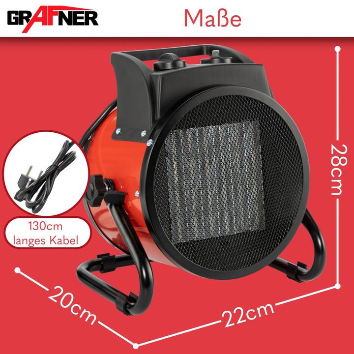 Image du produit Grafner Chauffage électrique Aérotherme de chantier Chauffage radiant 3000 watts EH10934 (3000 W)