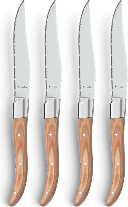 Actual product image Amefa Royal Steak 2520 - 4-pcs Steak knife set naturel in wooden box (4 Piece, Knife)
