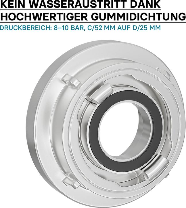 Produktbild Wiltec Übergangsstück Storz Kupplung C 52 auf D 25 Aluminium Feuerwehrschlauch (Kupplung, 52 mm)