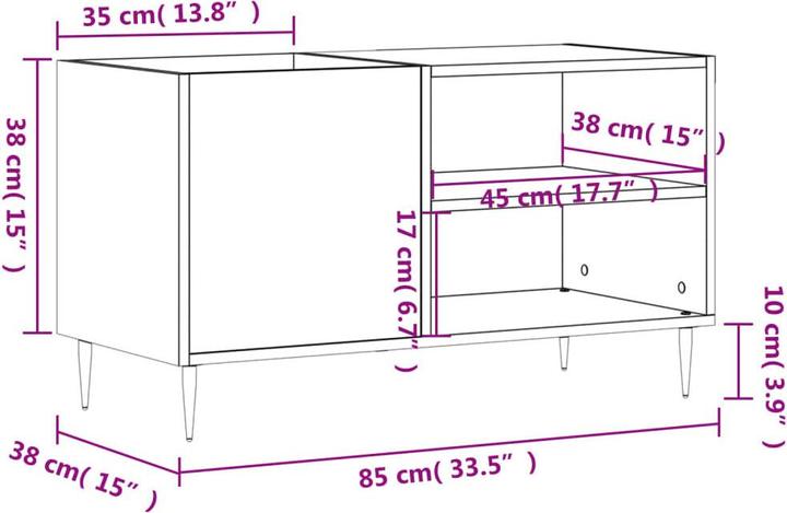 Produktbild VidaXL Plattenschrank Hochglanz-Weiss 85x38x48 cm Holzwerkstoff