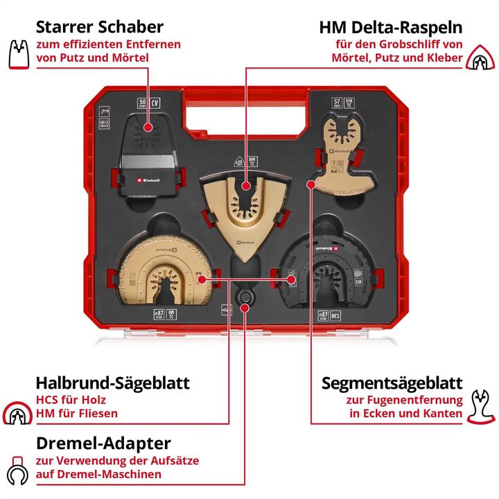 Immagine prodotto Einhell Multitool-Set, 708110, XL-PLUS-Case, 10-teilig