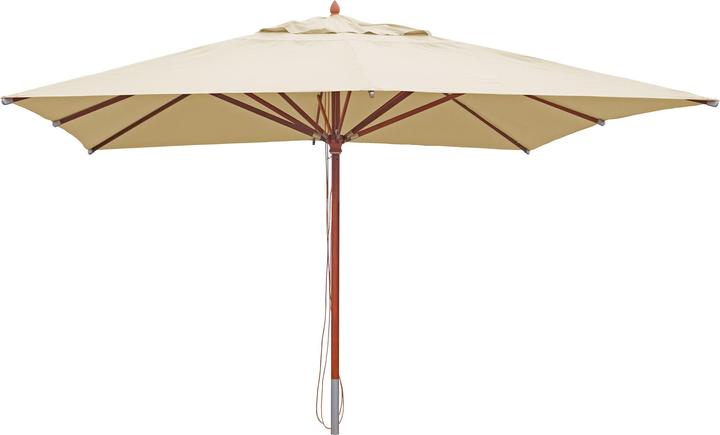 Produktbild Swisshandel24 Gastronomie Holz-Sonnenschirm, Gartenschirm, Polyester/Holz 28kg, eckig 4x4m Seilzug stosssicher - c (4 m)