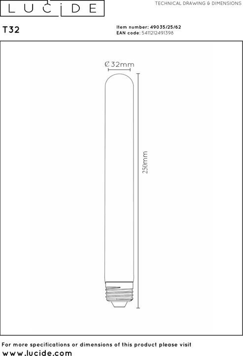Produktbild Lucide T32 (E27, 5 W, 380 lm, 1 x, G)