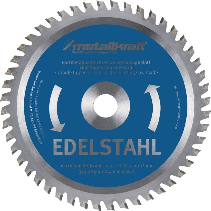 Image du produit Metallkraft Lame de scie circulaire en métal acier inoxydable lame de scie-Ø 355 mm largeur 2,4 mm alésage HM-Ø