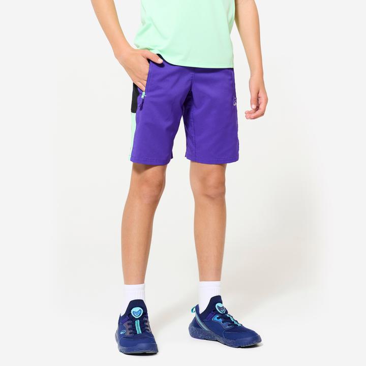 Decathlon Shorts Sporthose Kinder atmungsaktiv - lila/neongrün