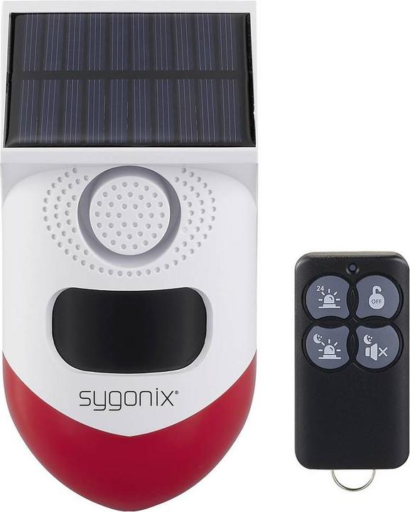 Produktbild Sygonix Mini-Alarmanlage Weiss, Rot mit LED, mit Bewegungsmelder, mit Fernbedi