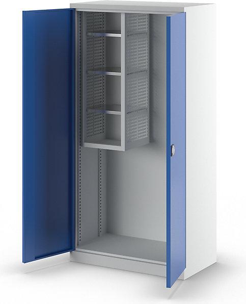 Produktbild MBA-System Geräte- und Putzmittelschrank JUMBO, Vollblechtüren/1 Regalbox, l.grau/blau (45 cm, 112 cm)