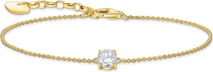 Thomas Sabo Armband mit weissem Zirkonia-Anhänger vergoldet (19 cm, 925 Sterlingsilber, 750 Gelbgold Vergoldung)