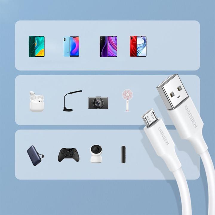 Produktbild Ugreen micro USB Cable QC 3.0 2.4A 2m (White) (2 m)