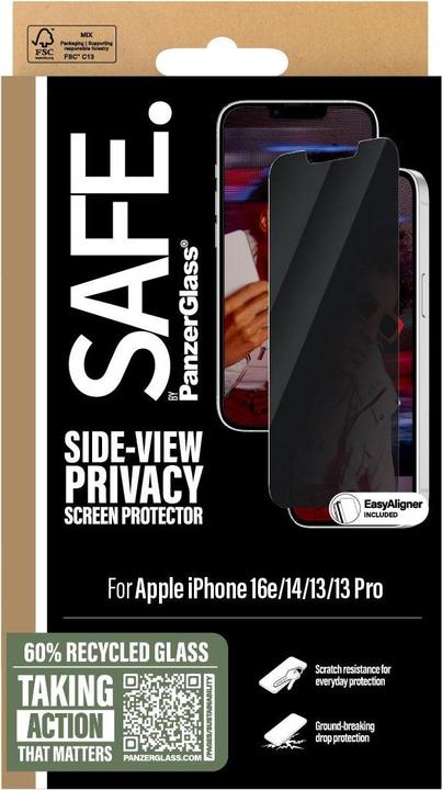 Immagine prodotto PanzerGlass SAFE. Privacy Screen Protector (1 Pezzo/i, Apple iPhone 14, Apple iPhone 13, Apple iPhone 16e, Apple iPhone 13 Pro)
