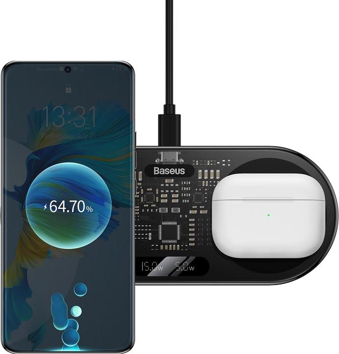 Produktbild Baseus Digital LED Display 2in1 Wireless Charger (20 W)