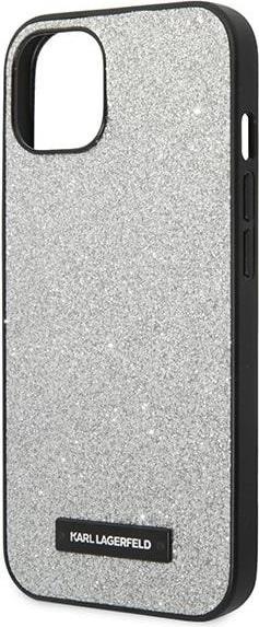 Immagine prodotto Karl Lagerfeld KLHCP14SG2ELS Custodia rigida per iPhone 14 6,1" srebrny/argento Glitter Plaque Logo (Apple iPhone 15, Apple iPhone 14, Apple iPhone 13)