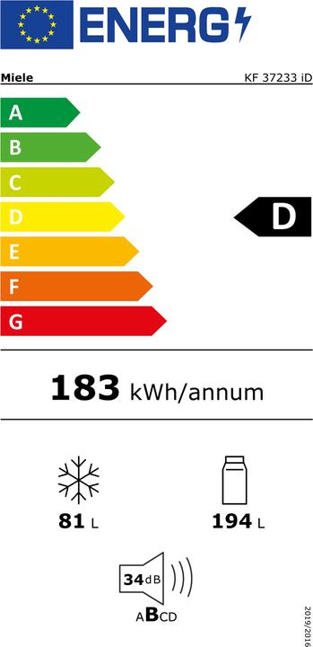 Energie-Label Miele Kf 37233 Id Re (275 l)