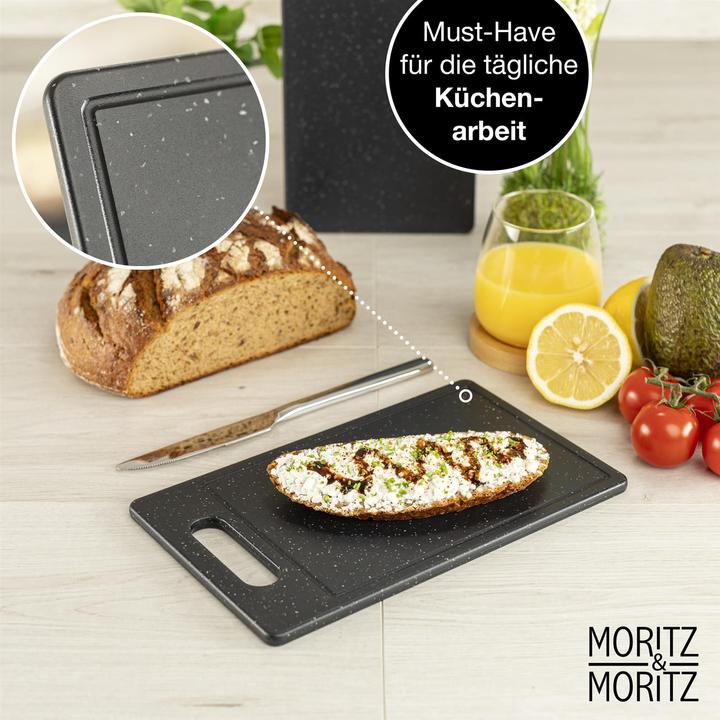 Immagine prodotto Moritz & Moritz 2X Taglieri in plastica con scanalatura per il succo in look granito - 25 x 15 cm
