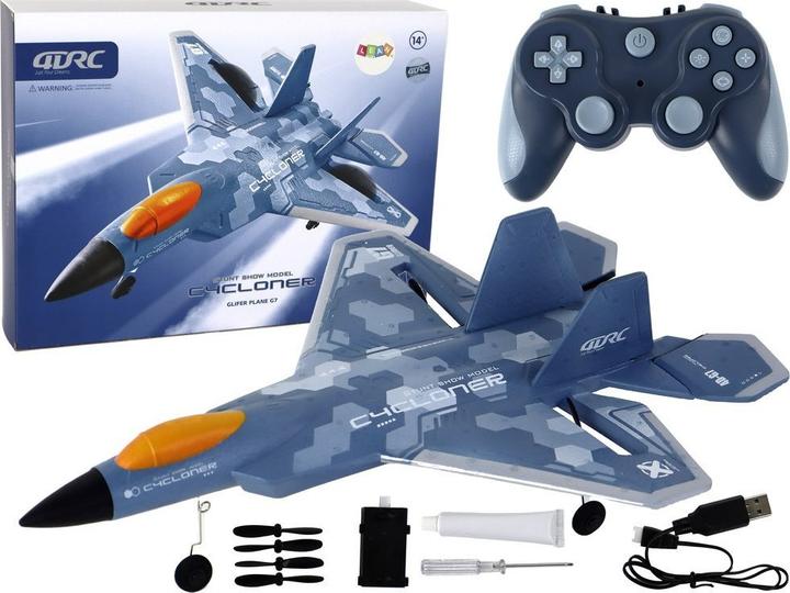 Lean Toys Ferngesteuertes Flugzeug mit blauem Licht