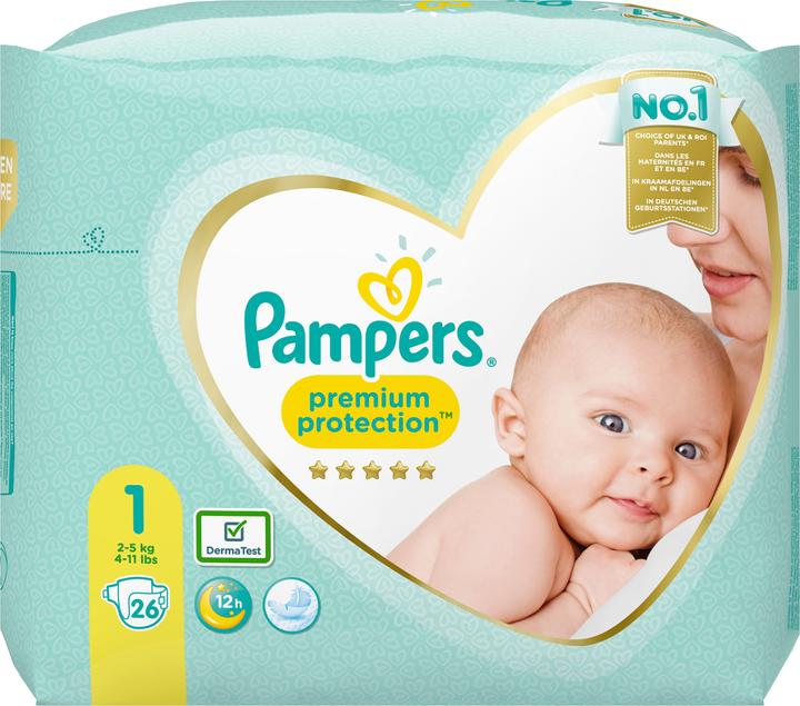 Produktbild Pampers Premium Protection New Baby (Gr. 1, Tragepack, 26 Stück)
