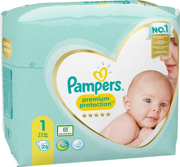 Produktbild Pampers Premium Protection New Baby (Gr. 1, Tragepack, 26 Stück)