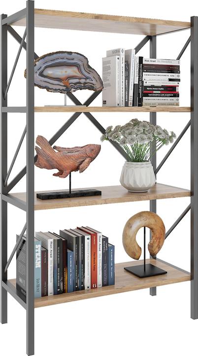 Actual product image VCM Wood Metal Storage Stand Shelf Bookcase Decorative Books Stand Shelf Insasi 4 (66 x 34 x 121 cm)