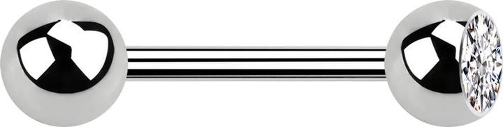 Produktbild Star Piercing Barbell Innengewinde silber mit Kugel und Kugel Kristall silber (Chirurgenstahl 316L)