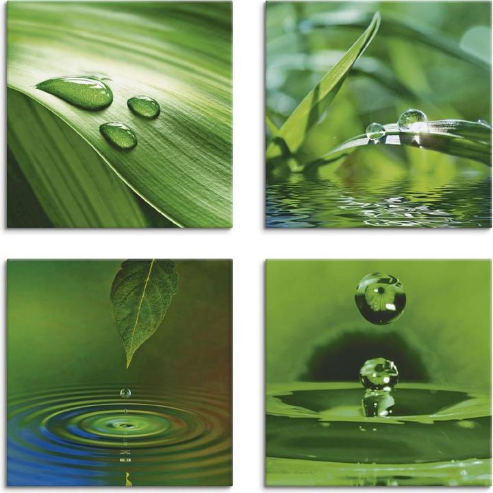 Image du produit Artland Peintures sur toile sur panneau, set feuille herbe gouttes d'eau K2IQ (40x40 cm)