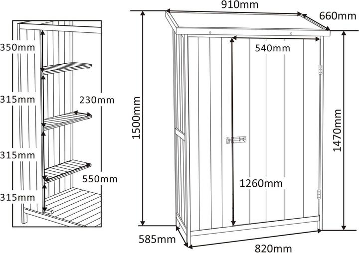 Immagine prodotto Wiltec Casetta da giardino in legno ad un'anta capanno degli attrezzi casetta da giardino armadio da