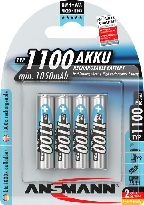 Actual product image Ansmann Type 1100 (4 pcs., AAA, 1050 mAh)