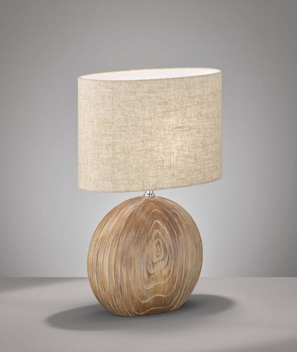 Immagine prodotto Fischer & Honsel Lampada da tavolo Honsel Tobse - colore legno/paralume in tessuto di lino color sabbia (50608) (E27)