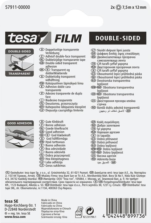Image du produit tesa 2x tesafilm Ruban adhésif double face, film photo (15 mm)