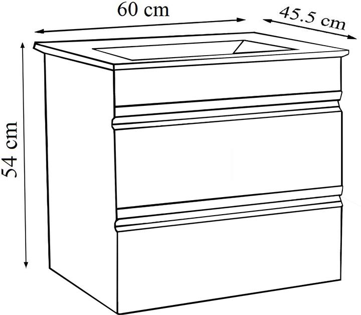 Actual product image VCM 2-piece washbasin washbasin 60 cm bathroom furniture set washbasin handleless drawer Silora L