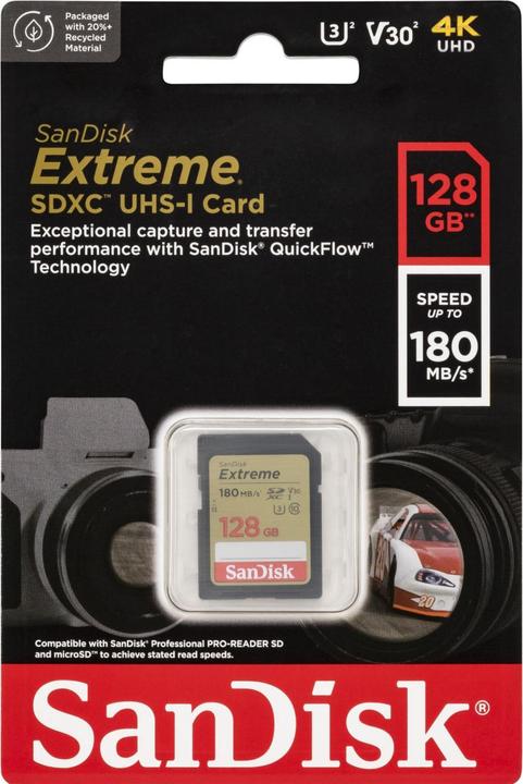 Produktbild SanDisk Extreme (128 GB, SDXC, U3, UHS-I)