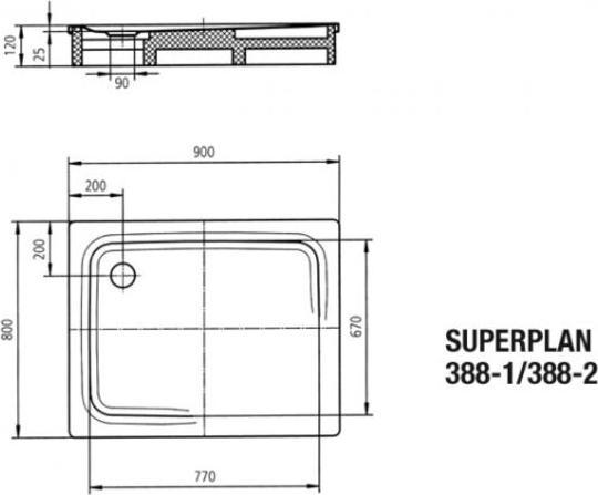 Actual product image Kaldewei Superplan Classic 388-2 80x90cm with polystyrene carrier