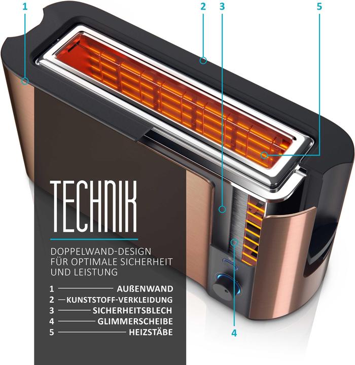 Produktbild Arendo Langschlitz Toaster FRUKOST Copper