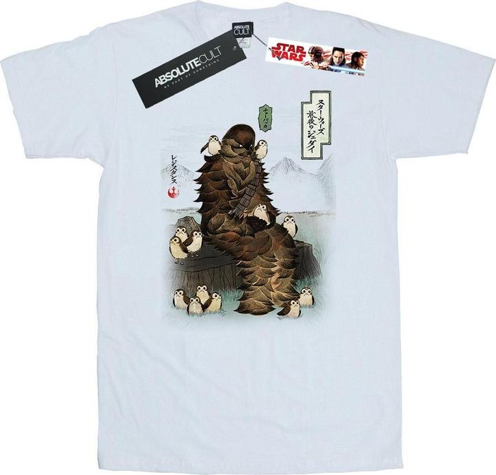 Actual product image Star Wars Mens The Last Jedi Japanese Chewbacca Porgs T-Shirt (XXL)