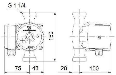 Image du produit Grundfos Pompe de circulation UP 20-30 N 150 mm 1 1/4" 59643500