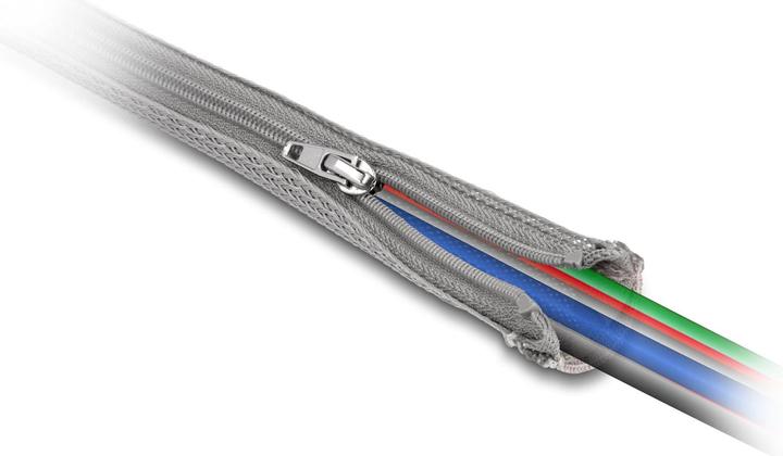 Produktbild Delock Geflechtschlauch mit Reissverschluss hitzebeständig 1 m x 20 mm grau (Kabelschlauch, 100 cm)