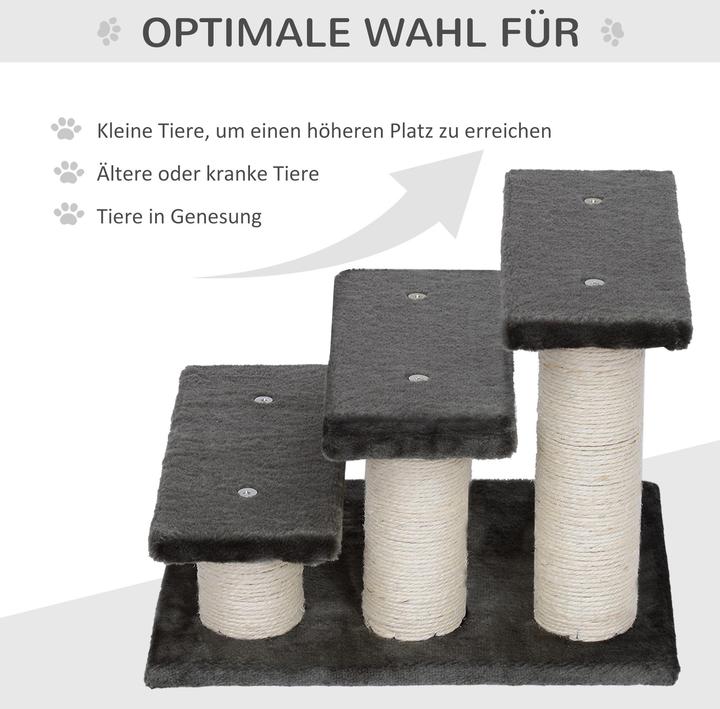 Image du produit PawHut Escalier pour chats avec 3 marches (34 cm, Gris)