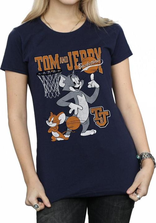 Image du produit Tom & Jerry T-shirt en coton femme/femme avec basket-ball en rotation (XL)