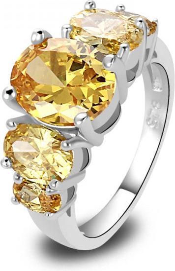 Produktbild Hermex versilberter Ring mit Citrine Edelstein - Gold Gr. 57 / Size 8 (57)