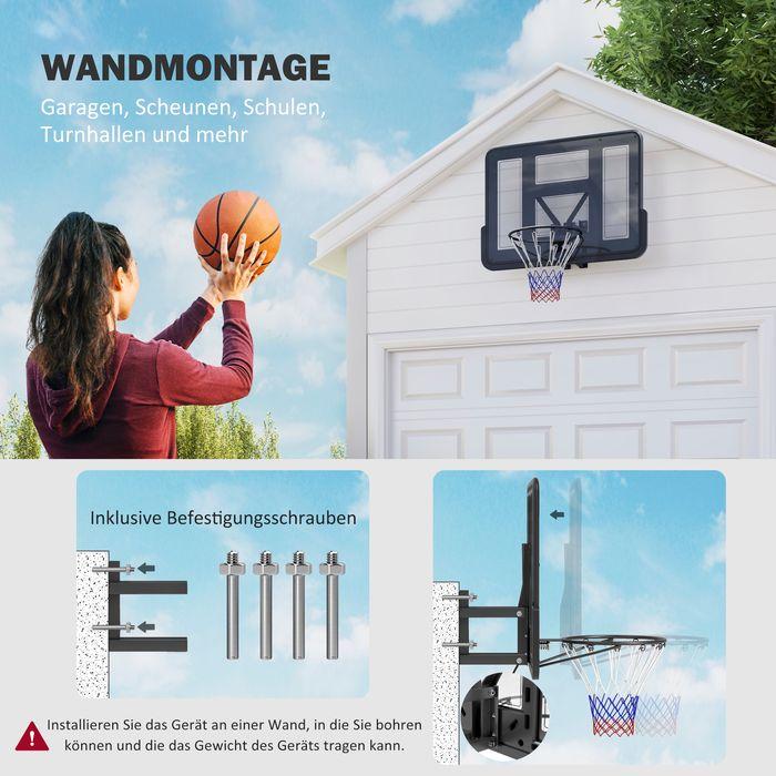 Produktbild Swisshandel24 Basketballkorb mit Rückwand für Outdoor & Indoor Wandmontage Schwarz