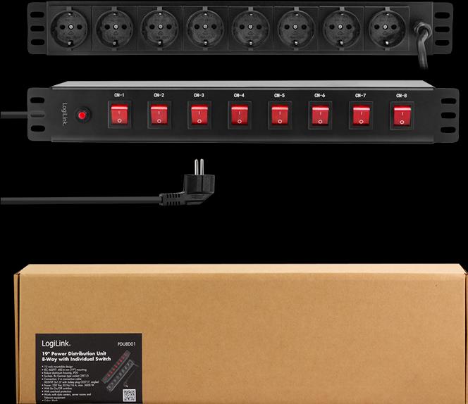 Actual product image LogiLink Power strip (8 x, CEE, 2 m)