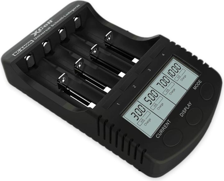 Produktbild XCell Schnell-Ladegerät BC-X4000 Digital LCD (1 Stk., 14500, 16340, 17500, 18490, 18500, 18650, 26500, 26650, AA, AAA, Sub-C, Ladegerät inkl. Akku)