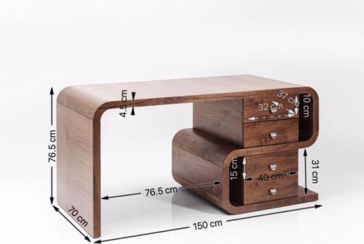 Image du produit Kare Design Bureau Soft Snake noyer 150x70cm (150 x 70 x 76 cm)