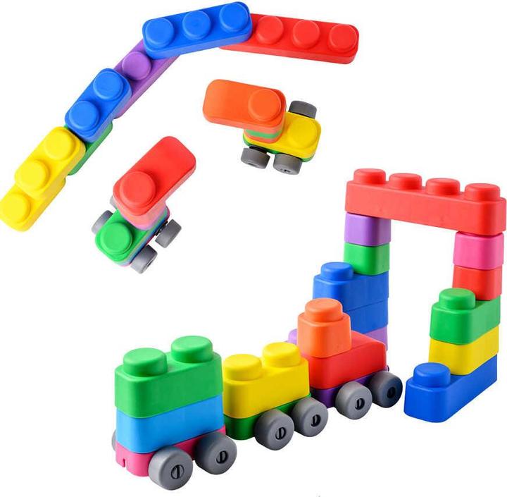 Immagine prodotto Montessori Giocattoli, giocattoli educativi, blocchi morbidi e ruote - 25 blocchi e 16 ruote