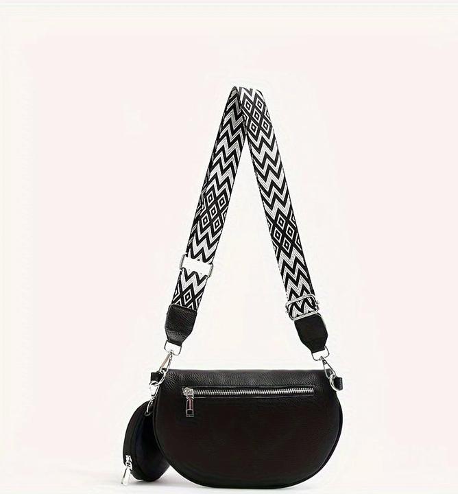 Only-Bags.Store PU Leder Crossbody Fanny Pack, Retro-Stil Brust Umhängetasche mit verstellbarem Zickzack-Riemen