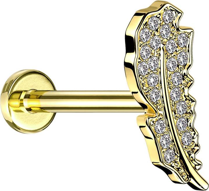 Produktbild Star Piercing Micro Labret Innengewinde vergoldet Blatt Kristalle silber (Messing, Chirurgenstahl 316L)